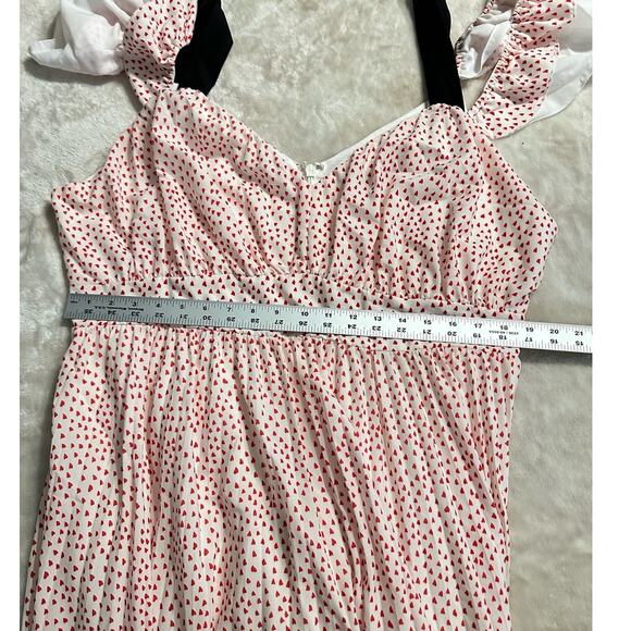 Eloquii Printed Midi Dress Women's Plus 18 White Red Hearts Cold Shoulder RTR - Picture 11 of 13